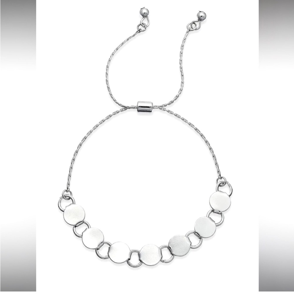Charter Club 7”-10”, Silver-Tone Circle Slider Bracelet. NWT